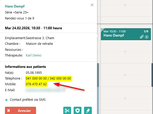 Appel direct depuis d'agenda