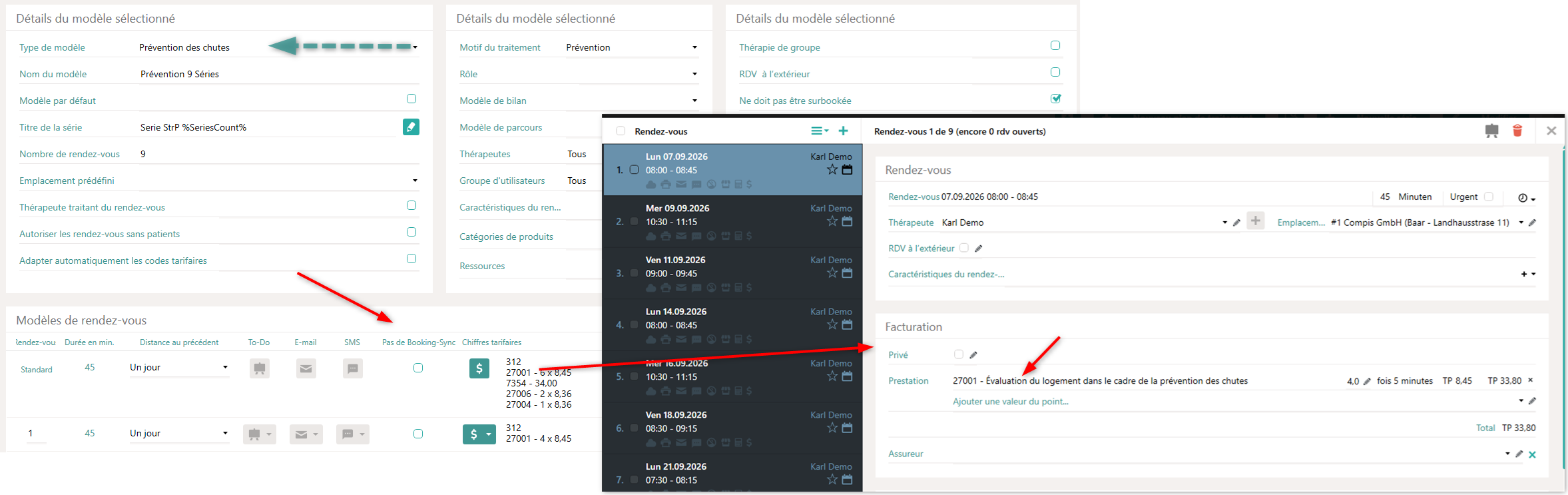 Positions tarifaires pour la pr&eacute;vention des chutes
