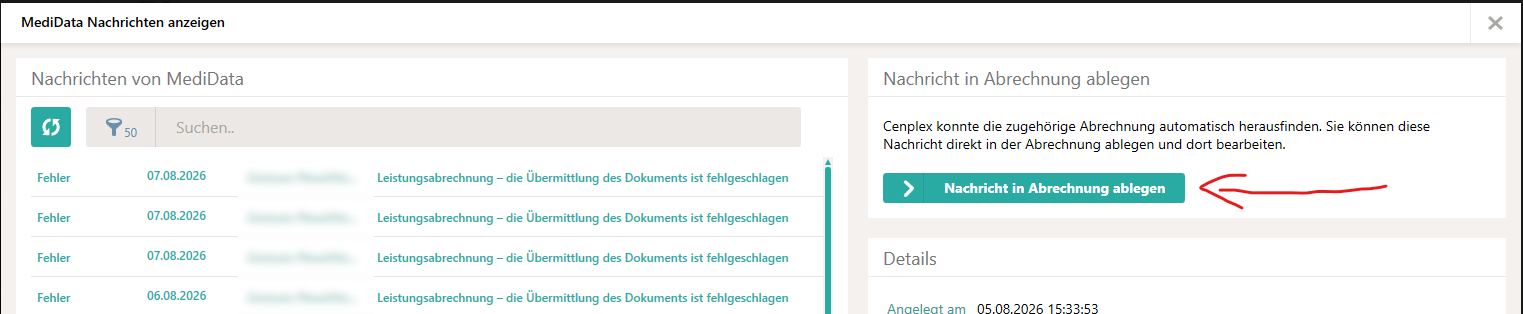 MediData-Nachricht verknüpfen