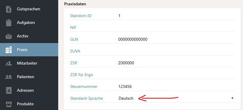 Standardsprache festlegen