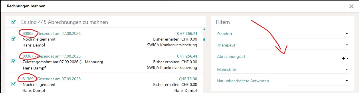 Neuer Mahnungsdialog