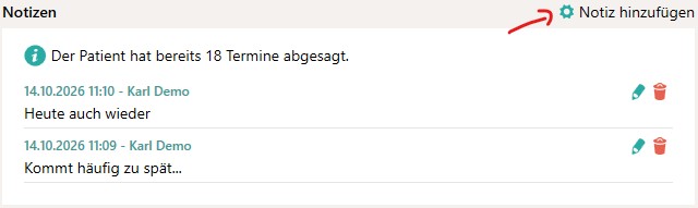 Neue Notiz-Funktion