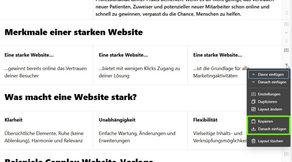 Beispiel Layout Kopieren und Einf&uuml;gen