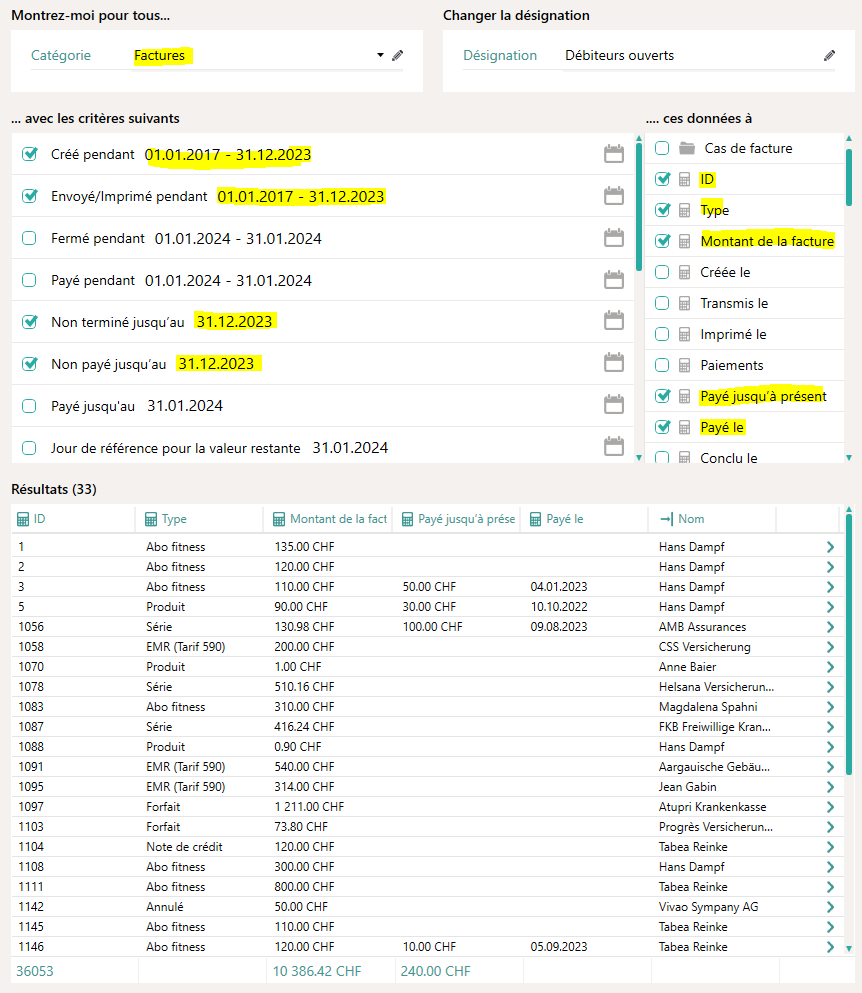 Analyse des d&eacute;biteurs ouverts