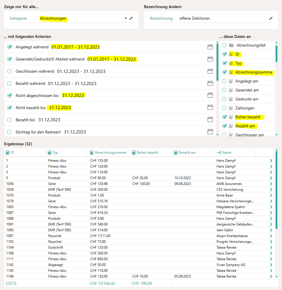Auswertung offene Debitoren