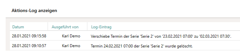 Log Einträge