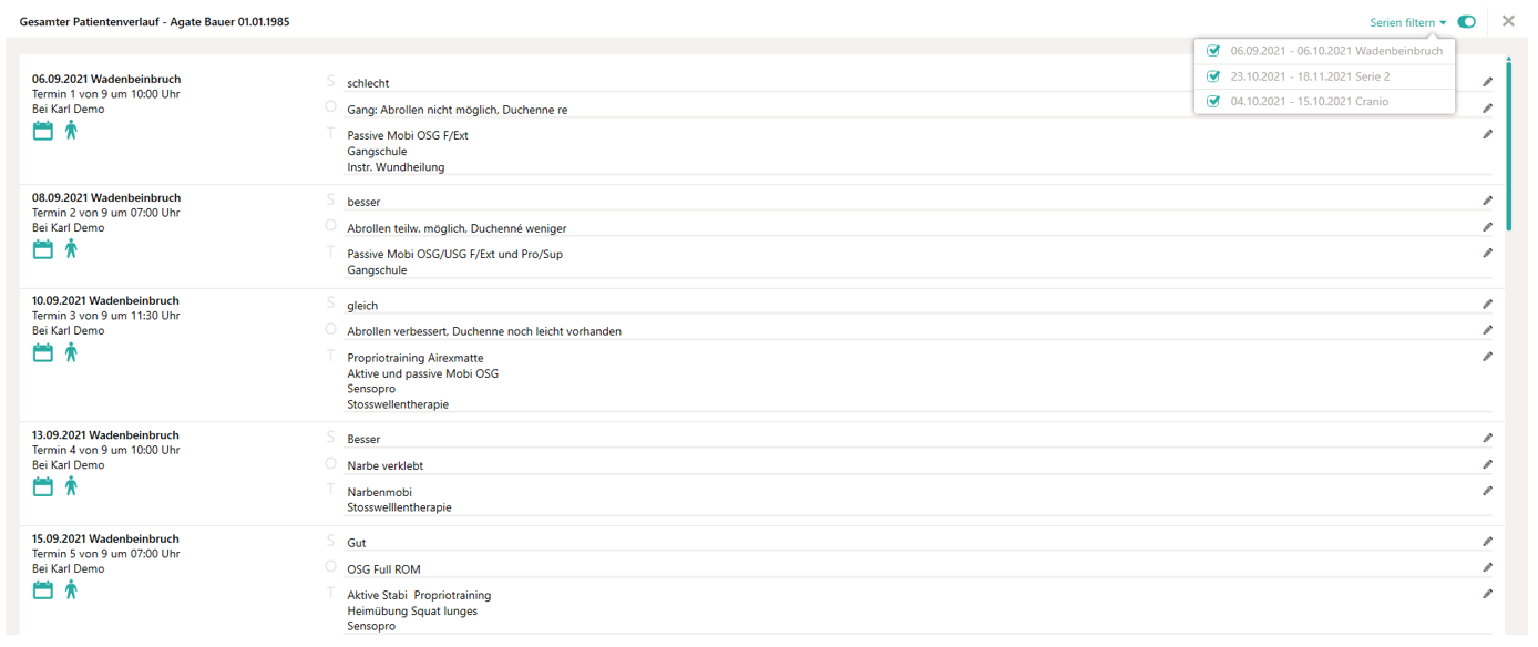 Patientenverlauf in Cenplex