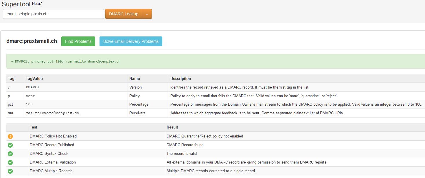 DMARC-Eintrag pr&uuml;fen