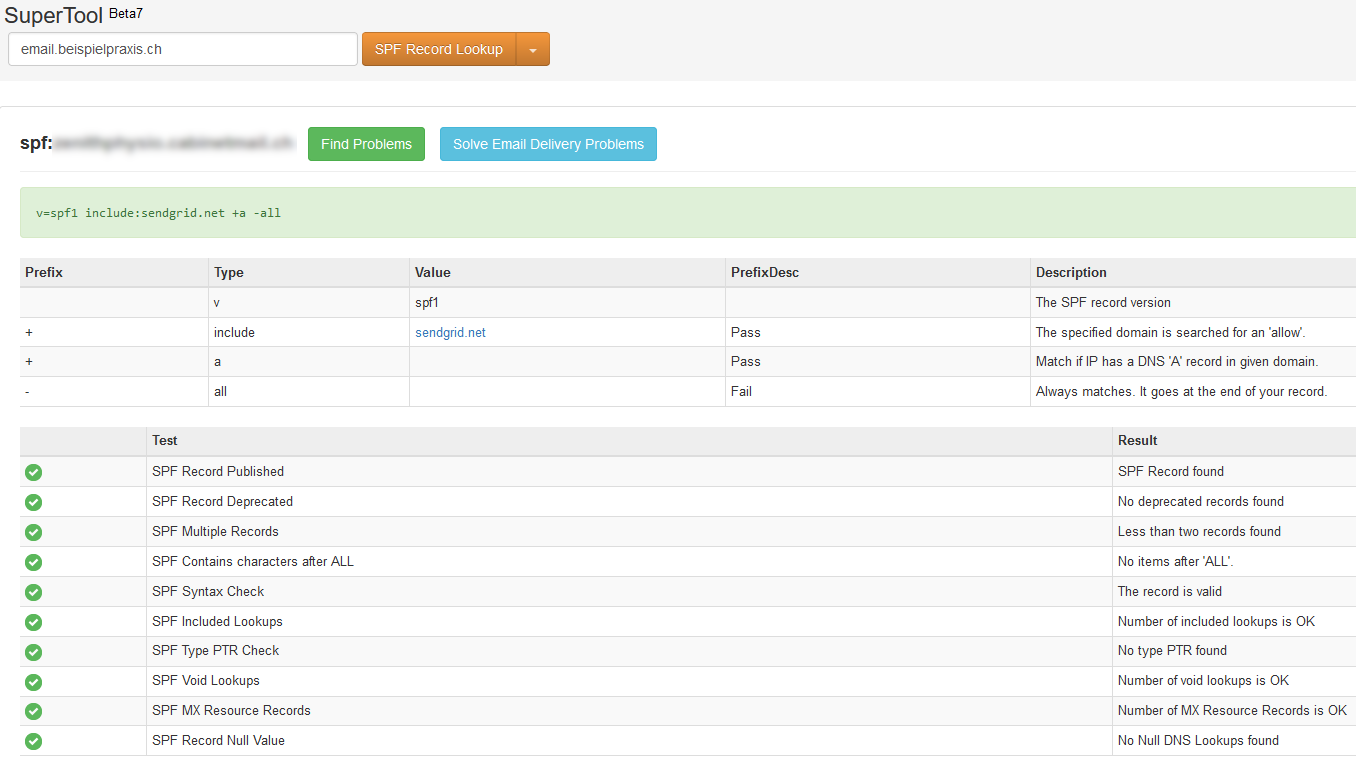 SPF-Eintrag pr&uuml;fen