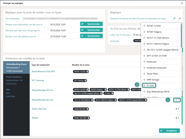 Reglages Cenplex Booking