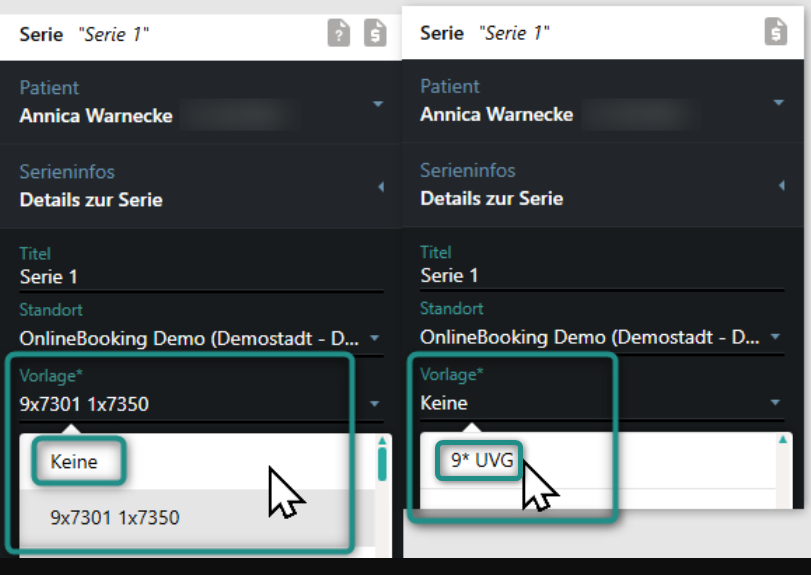 Serie beim Patienten korrigieren