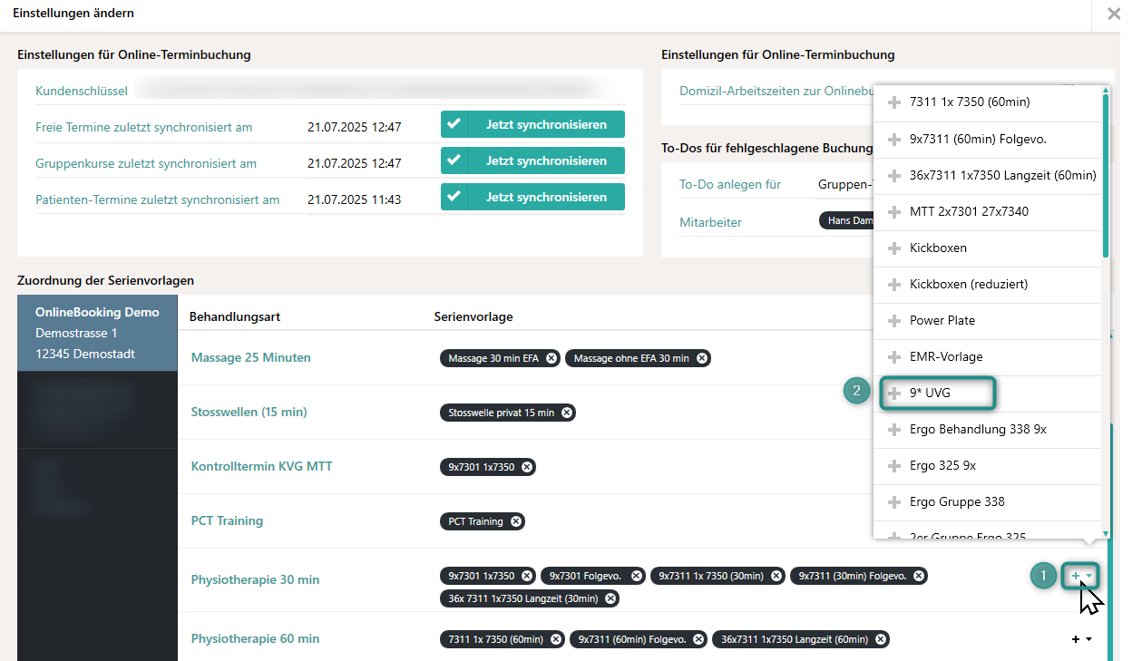 Einstellungen Cenplex Booking