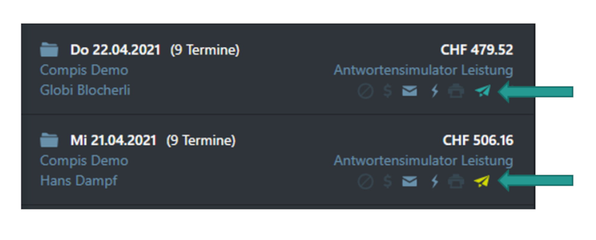 Statusberichte bei Abrechnungen