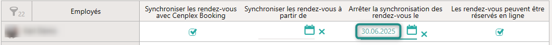 La synchronisation avec Cenplex Booking reste active pendant la pause